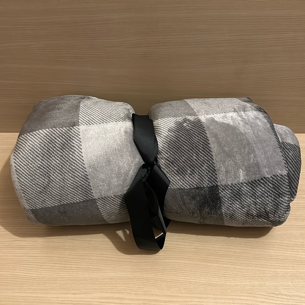 Express Gray Plaid Blanket